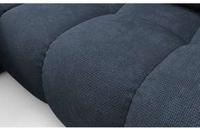 Colțar extensibil ALMADA, tapițat, în L, cu spațiu de depozitare, pe partea stângă, albastru