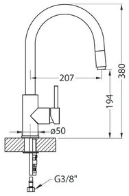 ALVEUS 1129021 - Baterie chiuvetă DELOS 38 cm cu duș extractibil, crom lucios