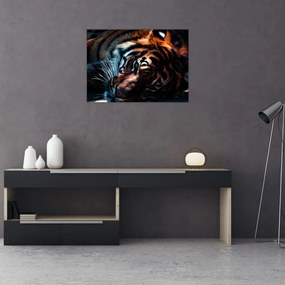 Tablou pe sticlă cu tigrul dormind (70x50 cm)