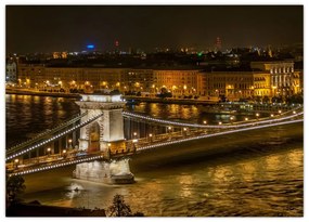 Tablou pe sticlă orașului nocturn (70x50 cm)