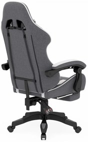 RESIGILAT- Scaun gaming, suport picioare, material textil, Gri deschis