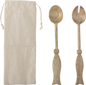 Set de 2 linguri pentru salată din lemn de mango natur, 29x5 cm, „Seva"