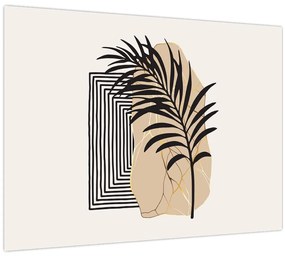Tablou pe sticlă - Abstracție cu frunze tropicale N⁰3 (70x50 cm)