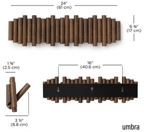 Cuier de perete maro închis din lemn de pin 61 cm Picket – Umbra
