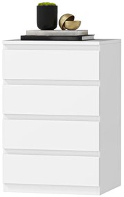 HOMCOM Comodă 4 sertare cu închidere silențioasă Comodă pentru sală birou Stil modern 45x40x68 cm Alb | Aosom Romania
