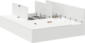 vidaXL Cadru de pat cu depozitare Alb 135 x 190 cm Lemn compozit