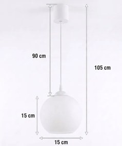 Brilagi - Lustră LED suspendată pe cablu RETRO GLASS 1xE27/60W/230V Ø 15 cm albă