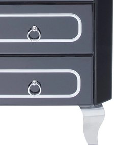 Noptieră Marina negru/silver – H68 cm