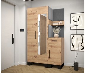 Set mobilier pentru hol Amanda 16 (Stejar artisan + gri închis). 1085995