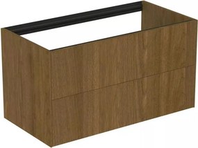 Dulap baza suspendat Ideal Standard Atelier Conca finisaj nuc inchis 2 sertare 100 cm