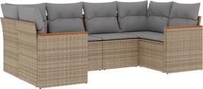 vidaXL Set canapele de grădină, 6 piese, cu perne, bej, poliratan