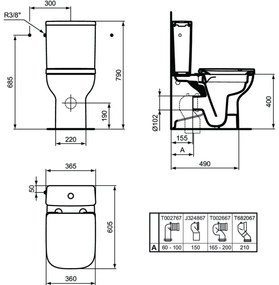 Rezervor vas wc Ideal Standard i.Life S alb lucios cu alimentare laterala