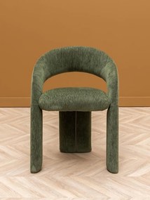 Scaun din bumbac verde, formă asimetrică, cu picioare cilindrice, 73×67×62 cm, „Prato"