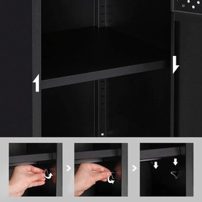 Comoda cu 1 usa Industrial, Songmics, 42.5 x 40 x 76 cm, PAL/otel, negru