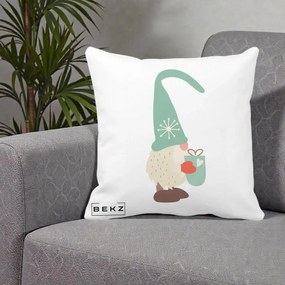 Perna Decorativa Gnom Nordic cu Cana Calda Menta, 40x40 cm, Alba Mata, Husa Detasabila, Perna Inclusa, BEKZ®