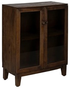 Vitrină maro din lemn de mango 80x100x40 cm Ravi – Ixia