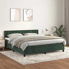 3141560 vidaXL Pat box spring cu saltea, verde închis, 180x200 cm, catifea