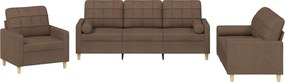 vidaXL Set de canapele cu perne, 3 piese, maro, textil