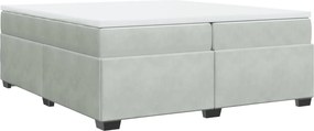 vidaXL Pat box spring cu saltea, gri deschis, 200x200 cm, catifea