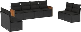vidaXL Set mobilier de grădină cu perne, 8 piese, negru, poliratan