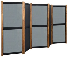 315604 vidaXL Paravan de cameră cu 5 panouri, negru, 350x170 cm