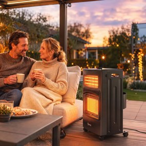 Outsunny Sobă pe gaz portabilă pliabilă 4,2 kW, neagră | Aosom Romania
