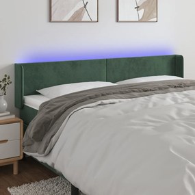 Tablie de pat cu LED, verde inchis, 203x16x78 88 cm, catifea 1, Verde inchis, 203 x 16 x 78 88 cm