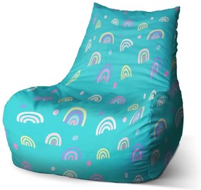Sac de șezut Bean curcubeie colorate - pentru copii, turcoaz