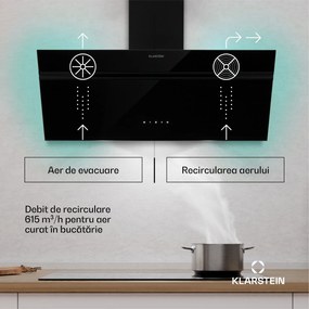 Klarstein Hota Alina, EEK A, Touch, Iluminare cu LED-uri, Extracție/recirculare, 615 m³/h