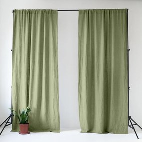 Draperie verde-deschis din in 140x330 cm Sage – Linen Tales
