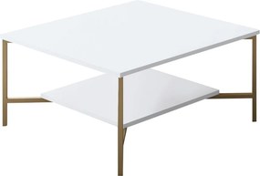 Masuta cafea Gold Line, alb/auriu, PAL, 80x80x40 cm