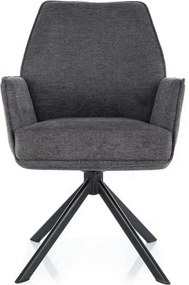 Scaun rotativ HUGO, gri inchis/negru, stofa clasica/metal, 58x46x90 cm