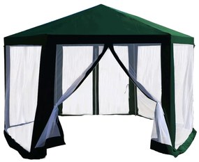 Pavilion cort pentru grădină, 3,9x2,5x3,9m, verde / alb, RINGE TIP 1 6 laturi