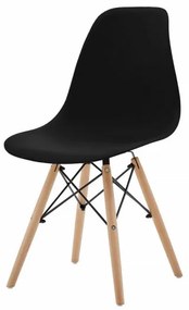 Set 4 scaune pentru living si bucatarie HouseXL™ Designer Chair, Pentru casa si gradina, Design ergonomic, Picioare din Lemn Masiv, Max 100 kg, Negru
