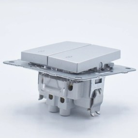 Intrerupator dublu alternativ, 10A, IP20, Argintiu, Panasonic Arkedia Slim/Karre Plus