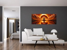 Tablou – Arbore în soare sângeriu (120x50 cm)