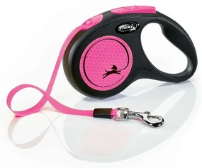 Flexi Lesă auto-înfășurabilă New Neon S, 5 m, 15kg, roz