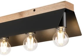 Plafonieră ESME 5xE27/15W/230V negru/stejar