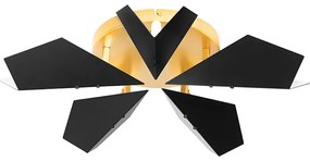 Plafoniera de design neagră cu auriu 5 lumini - Sinem
