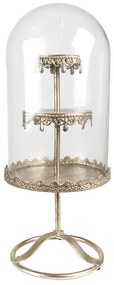 Platou decorativ fier auriu cupola sticla 16x39 cm
