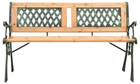 312033 vidaXL Bancă de grădină, 122 cm, fontă și lemn masiv de brad