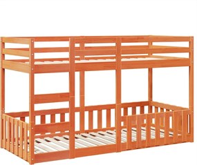 vidaXL Pat supraetajat, maro ceruit, 80x200 cm, lemn masiv de pin