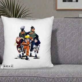 Perna Personalizata Naruto Echipa 7 Kakashi Sensei, 40x40 cm, Alb Pufos, Husa Detasabila, Perna Inclusa, BEKZ®