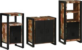 vidaXL Set de mobilier pentru baie cu raft 3 pcs Lemn recuperat masiv
