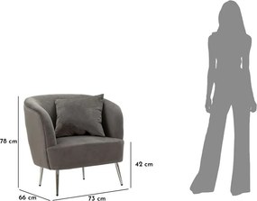 Fotoliu gri cu tapițerie din catifea Silvery – Mauro Ferretti