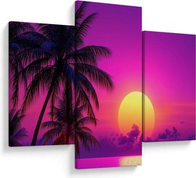 Tablou - Apus violet cu palmier (90x60 cm)