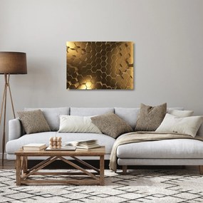 Tablou pe sticlă - Hexagoane verzi (70x50 cm)