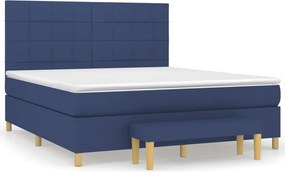 vidaXL Pat box spring cu saltea, albastru, 180x200 cm, material textil