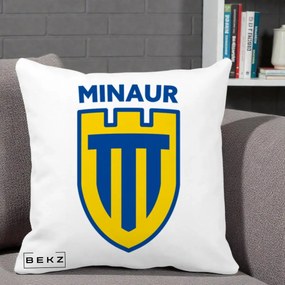 Perna Personalizata Minaur Baia Mare Fotbal, 40x40 cm, Alba Mata, Husa Detasabila, Perna Inclusa, BEKZ®