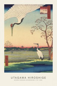 Artă imprimată Minowa Kanasugi Mikawashima (Japanese Cranes) - Utagawa Hiroshige, (26.7 x 40 cm)